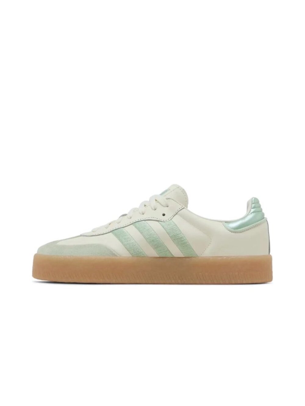 Adidas Women's 9.5 Sambae Off White  Lime Green Gum IG1947 Samba Shoes Sneakers - Picture 8 of 16